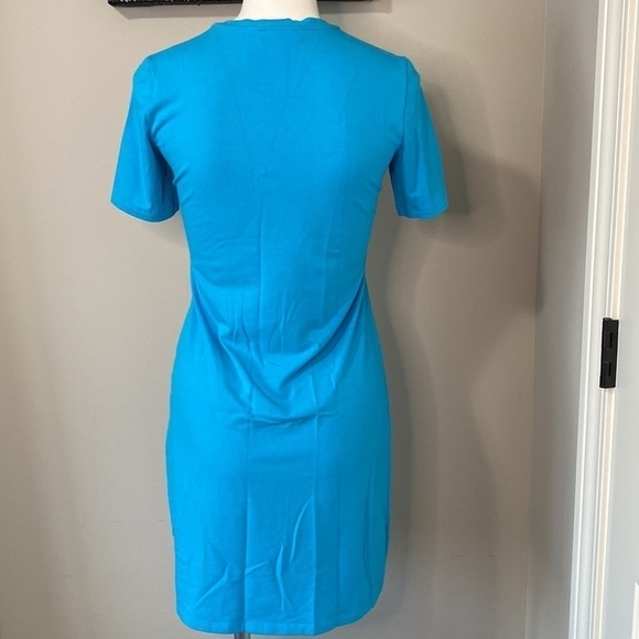 Theory Neon Blue Rubric Shirt Crewneck Dress Tshirt Dress Size Small - Picture 7 of 11